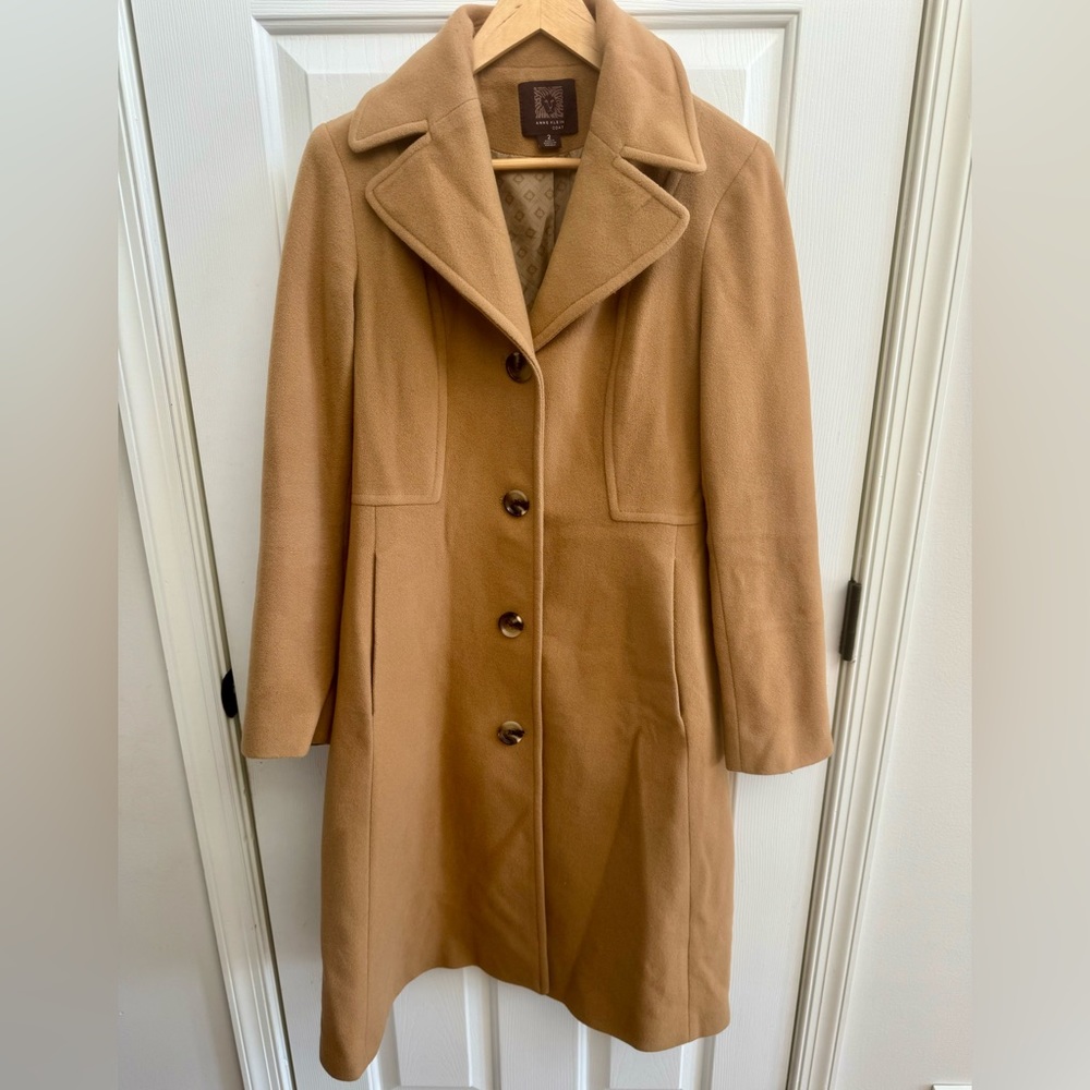 Anne Klein Tan Wool Trench Coat